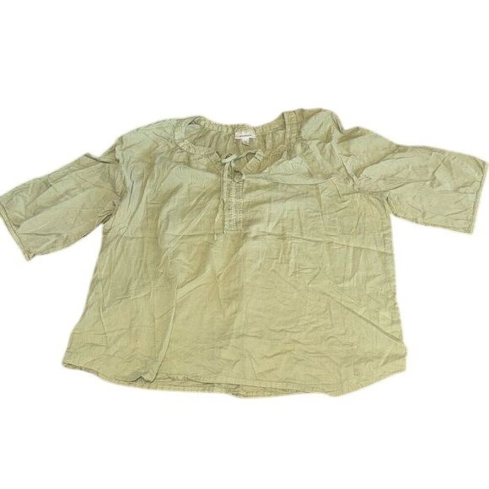 Dressbarn Womens Green Cotton Top 3X